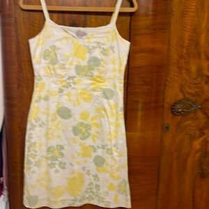 J. Crew White Yellow and Gray Floral Cotton Dress Size 6
